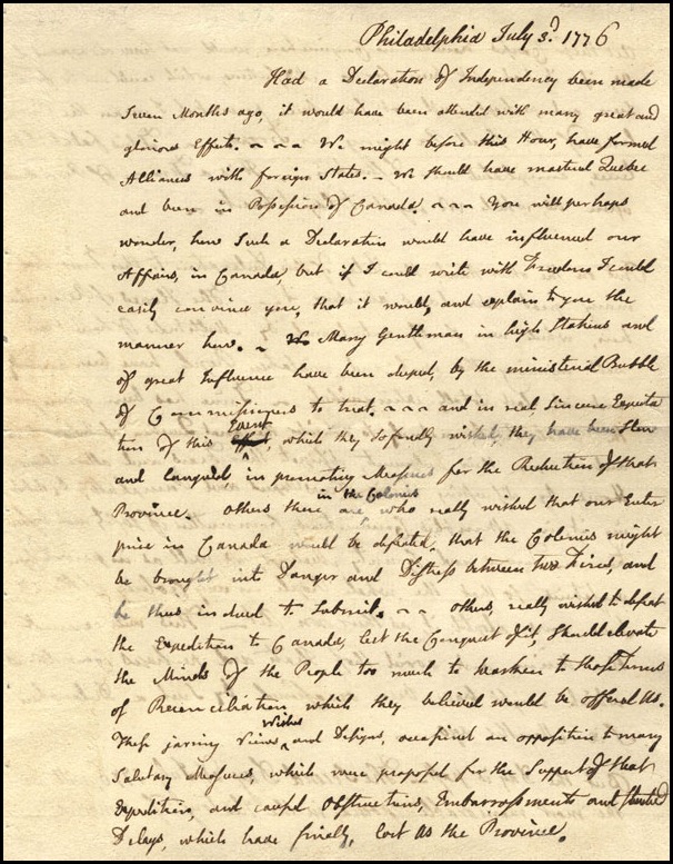 John Adams to Abigail Adams, second letter, July 3, 1776 | BLT